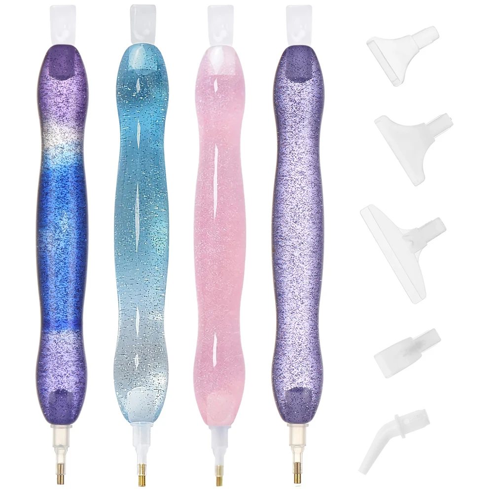 Pluma perforadora de punto 5D, pluma de pintura de diamante de resina, herramienta de bordado de punto de cruz para dibujar, accesorios artesanales de costura hechos a mano