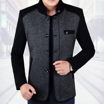 

2019 men patchwork jacket fall clothing collar single-breasted cloth jacket