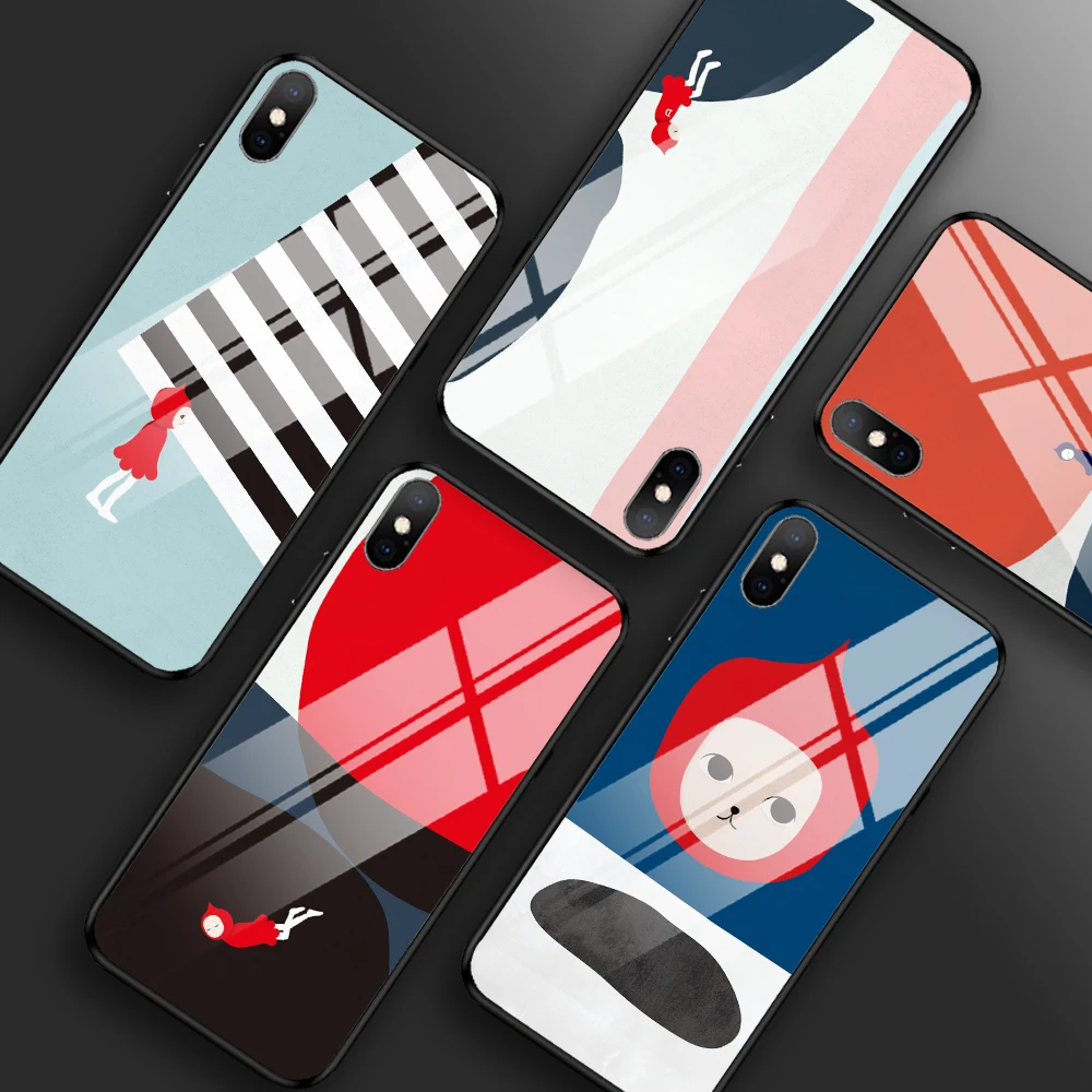 Чехол из закаленного стекла для iPhone 11 X XS MAX XR мультяшный противоударный чехол 7 8