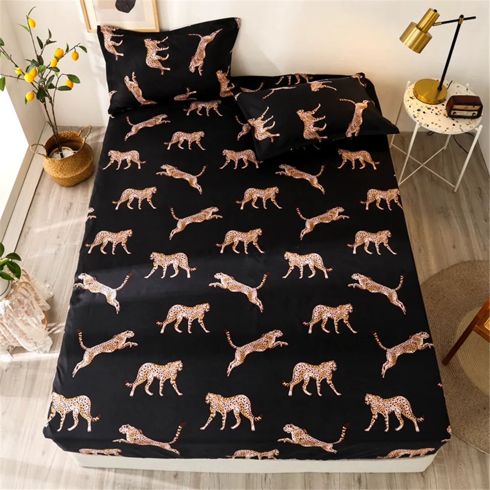Printing Fitted Bed Sheets For Home Bed Dustproof Protective Case Single Double Queen King Bed Mattress Cover 1pcs Bedding 3