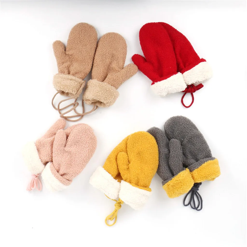 Детские Зимние перчатки для мальчиков и девочек; милые цветные теплые вязаные детские перчатки в стиле пэчворк; зимние перчатки; Rekawiczki Dzieciece