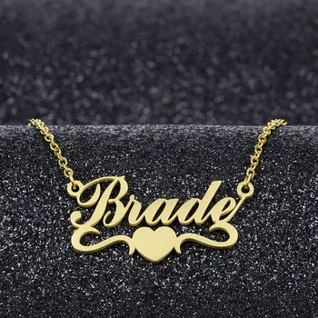 

Sophauteem Custom Necklace Gold Silver Name Necklace Lovers' Nameplate Pendant Necklaces Women Choker Jewelry Gift