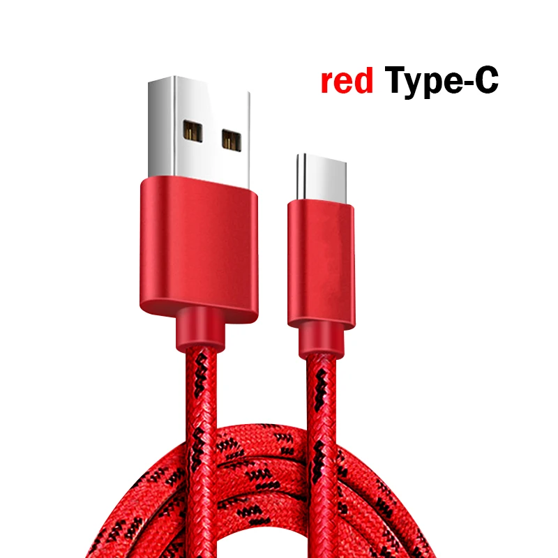 T05 USB Мобильный телефон 2A быстрое зарядное устройство кабель USB зарядная Кабельная линия type-C Micro для iOS 1 м Android супер зарядное устройство USB линия передачи данных - Цвет: Red For Type-C