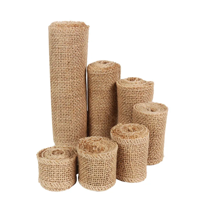 

2M Natural Jute Burlap Hessian Ribbon Rolls Vintage Rustic Wedding Decoration Christmas Gift Wrapping Festival Party Home Decor