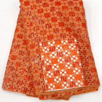 

FolaSade Latest African Nigerian Lace Fabric High Quality Glitter Sequins Embroidered African Double Organza Lace Fabric Wo248