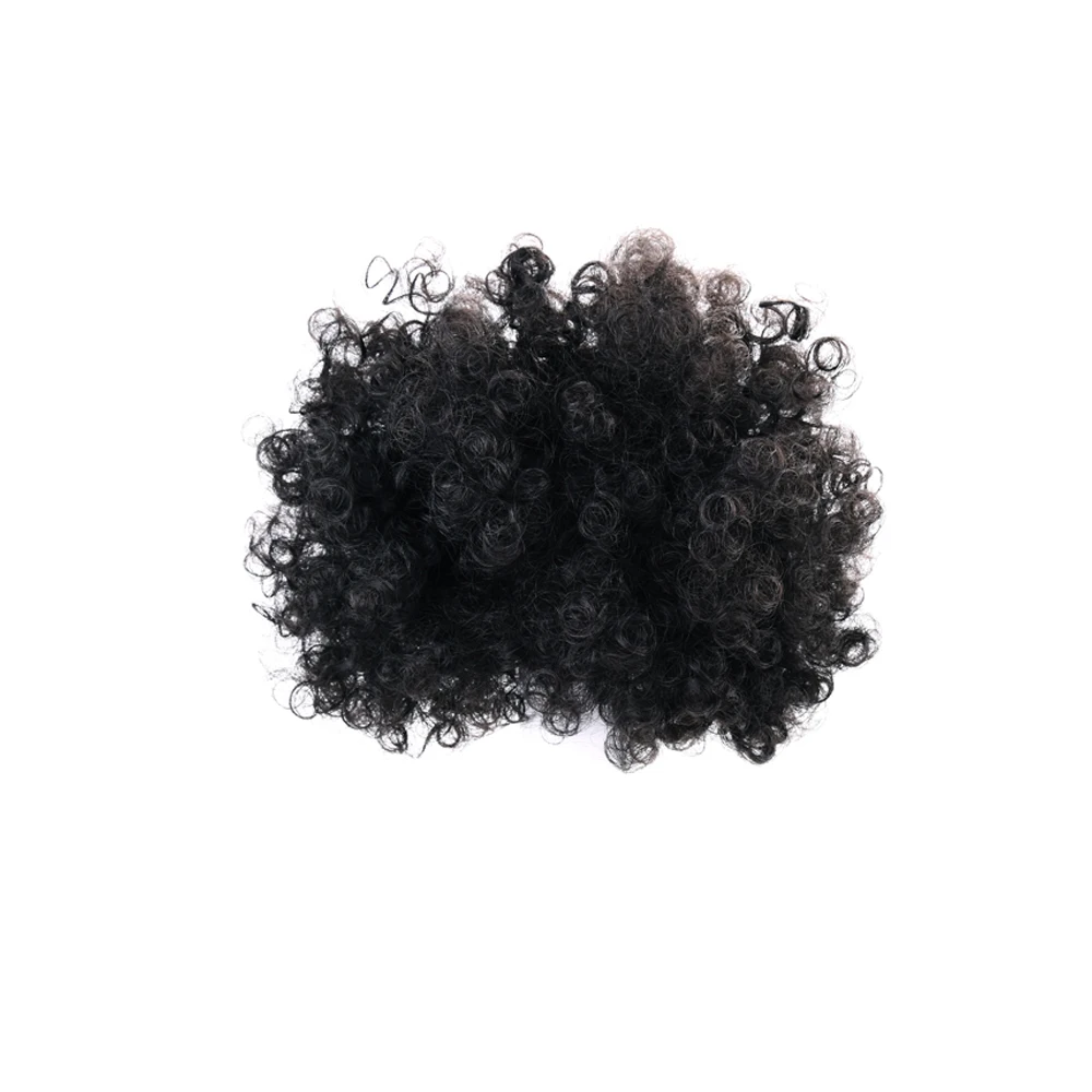 2Pcs Synthetic Afro Kinky Hair Bun Chignon Postiche Cheveux High Temperature Fiber Drawstring Ponytail on Puff Hair Bun For Kids