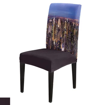 

New York Hamanton City Dining Chair Cover Spandex Elastic Print Slipcovers Furniture Cover Kitchen Wedding Supplies