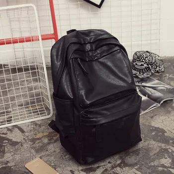 

High-quality Pu Male Backpack Korean Version of Large-capacity Student Schoolbag College Style Computer Leisure Travel Backpack