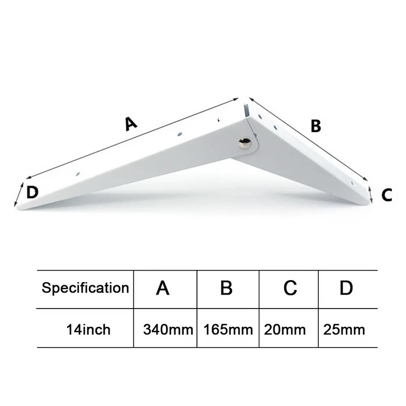 2 шт. 8-14 дюймов складной угловой кронштейн белый треугольник DIY Регулируемый Настенный Прочный подшипник полка кронштейн домашний стол скамья
