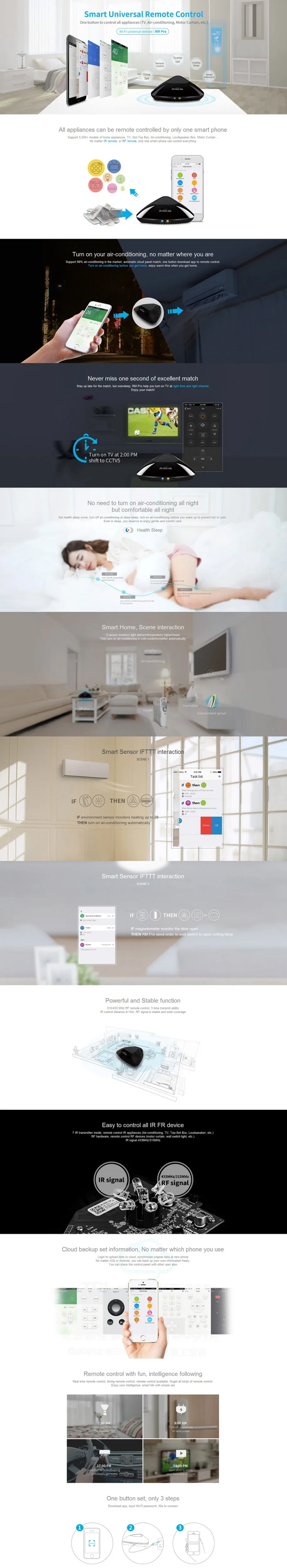 RM Pro+ умный дом автоматизация умный Универсальный wifi+ IR+ RF беспроводной пульт дистанционного управления совместимый для Alexa и Google Home mini