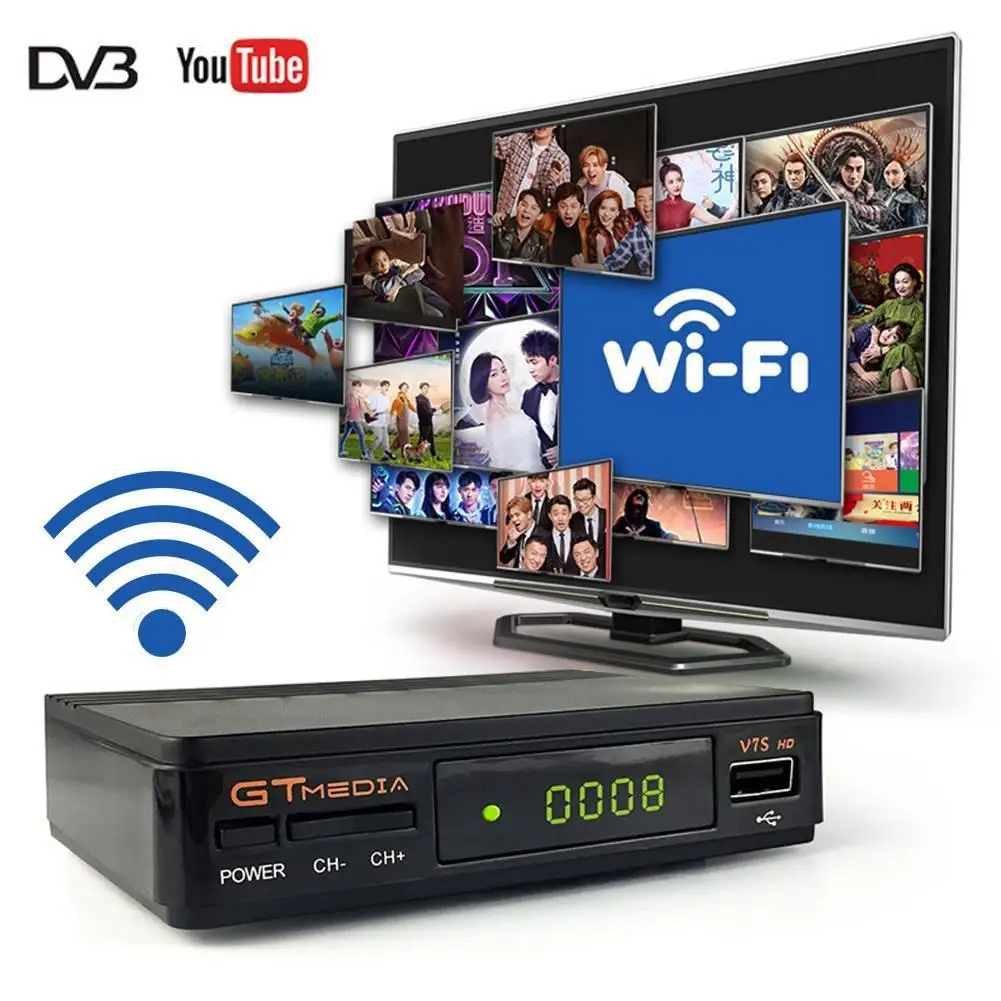 2019 беспроводной спутниковый приемник цифровая коробка Freesat/Gt медиа V7S HD fta dvb S2 V7HD