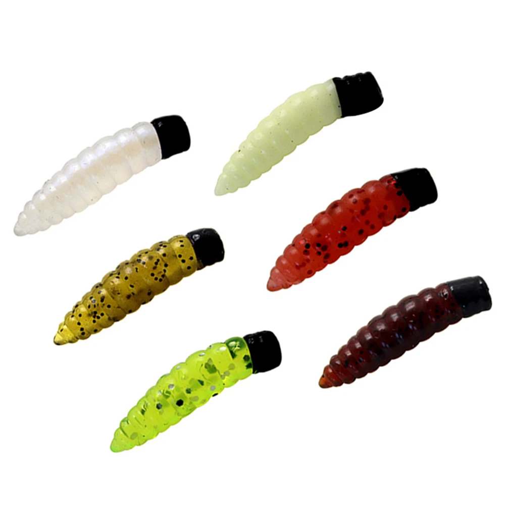  Outdoor 50Pcs Fishing Lures Soft Swim Baits PVC Insect Artificial Baits 2.5cm Bread Bug Worm Simula