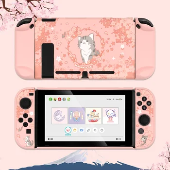 

Geekshare Nintend Switch Shell Sakura Cat Pink Cute Cartoon Fairy League Hard Cover Back Girp Shell For Nintendo Switch
