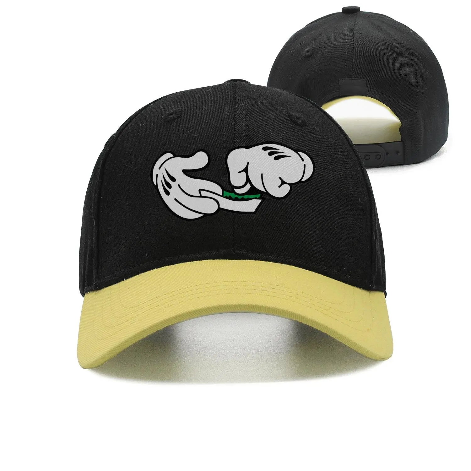 

SJSNBZ Mouse Hands Mustard Rolling A Joint Cotton Womens Mens Contrast Color Golf caps