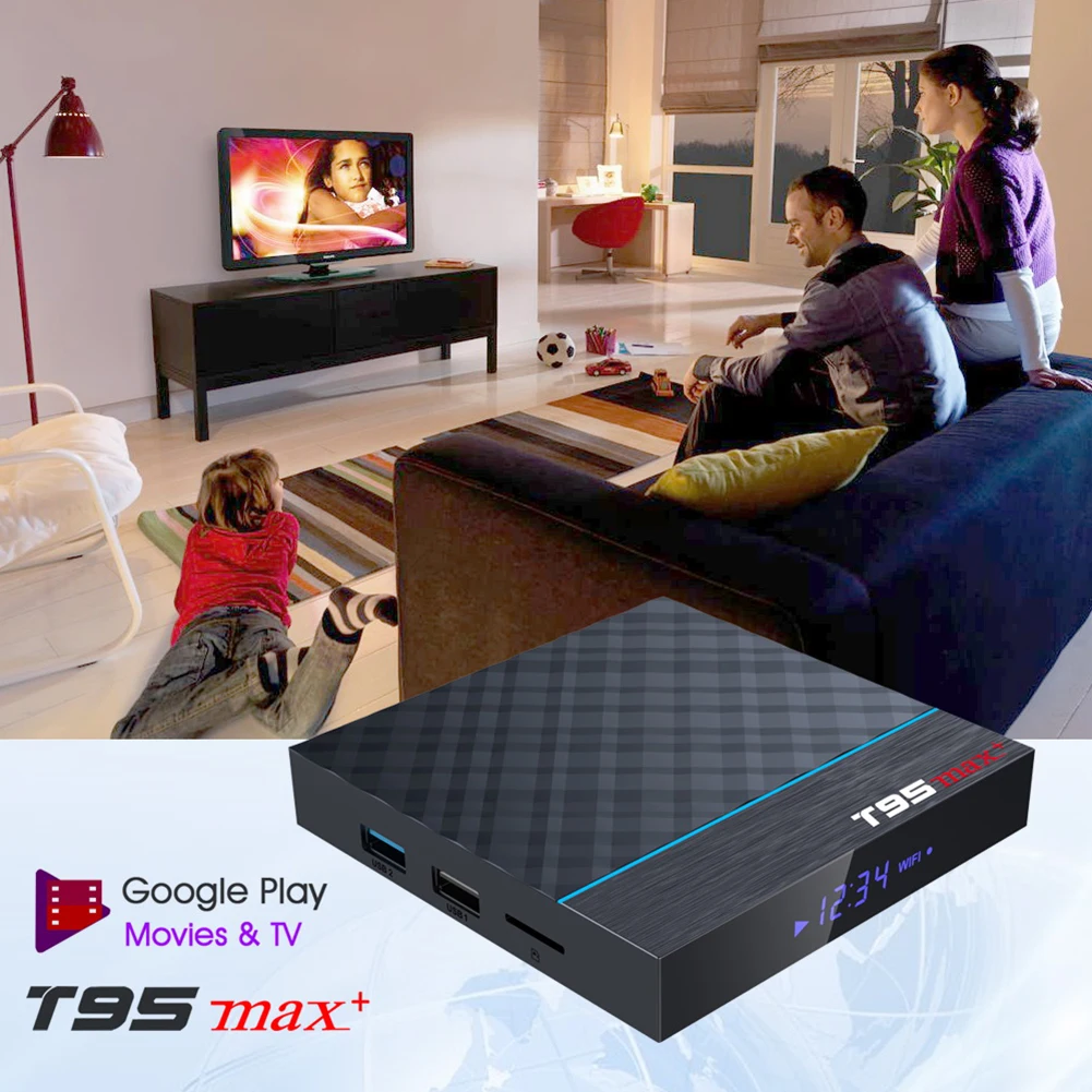 T95Z Плюс/T95 MAX Plus Смарт ТВ коробка 16/32/64GB Android 7,1/9,0 4K ТВ коробка 2,4 г/Wi-Fi 5 ГГц BT4.0 Декодер каналов кабельного телевидения T95 media player