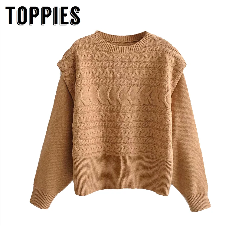  2019 Winter Sweater Women Spliced Tops Braided Knitted Pullver Sweater Round Neck Jumpers Korean Cl