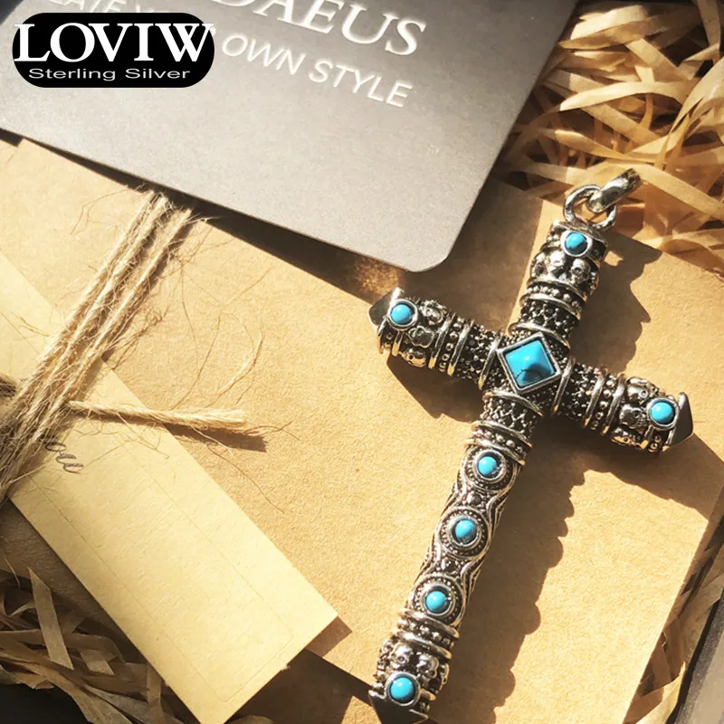 Кулон в виде креста с синим камнем, Фирменная Новинка Модные украшения Thomas SABOR Стиль Цепочки и ожерелья Аксессуары подарок для женщины и Для мужчин