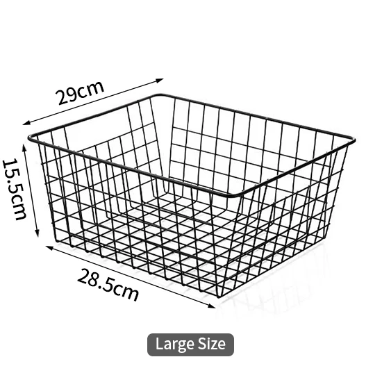 INS Iron Baskets House Organization Baskets for Sundries Cloth Cosmetics Bathroom organisier Kitchen Storage Rack - Цвет: black L