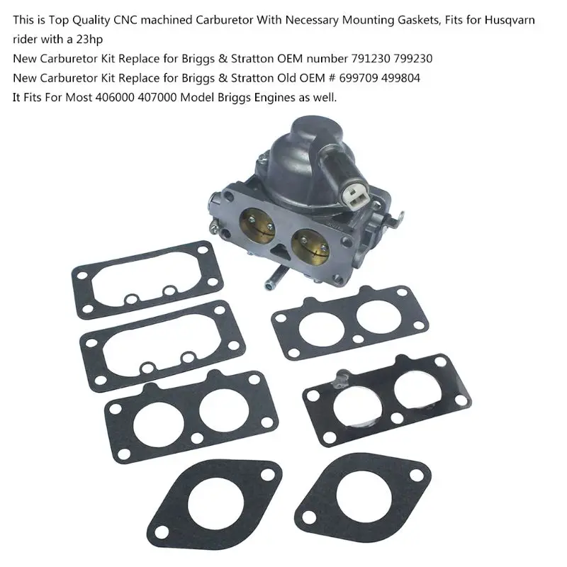 

Carburetor Carb Replacement for Briggs & Stratton 791230 Manual Choke with Gaske