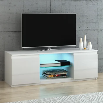 230cm wooden Gloss /& Matt LED TV stand modern media television stands light up entertainment unit Panana TV cabinet unit Brown