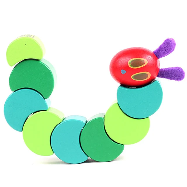Baby Wooden Block Baby Fingers Flexible Blocks Toy Wood Insects Twist The Very Hungry Caterpillars 4