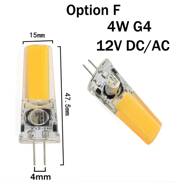 Светодиодный светильник G4 AC 220V 12V DC 1,5 W 2W 3W 4W COB с регулируемой яркостью, Теплый Холодный белый, замена галогенной лампы, люстра Bombillas - Испускаемый цвет: 4W 12V AC DC