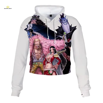 

2019 ONE PIECE STAMPEDE 3D Print Short Hoodie Crop Top Hoodies Fashion Sexy Punk New Style Sweatshirt Women Oversize XS-4XL