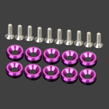 

Purple CNC Aluminum Fender Bumper Washer Bolt Engine Bay M6 Screw Kit 20Pcs Finish And Durability