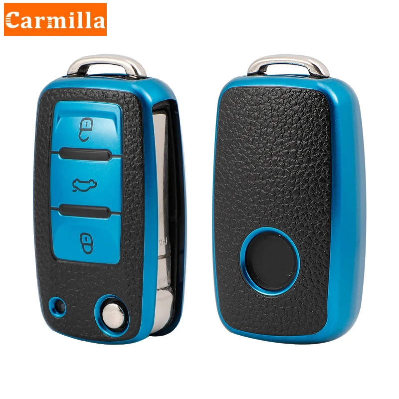 Tpu Leather Car Key Case Cover for VW Volkswagen Polo Tiguan Passat B5 B6 B7 Golf 4 5 6 MK6 Jetta Lavida for Skoda Octavia