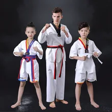 Именитый АО Чистый хлопок Одежда для тхэквондо детей взрослых GI мужчин и женщин тхэквондо тренировочный костюм длинный рукав короткий рукав Custo