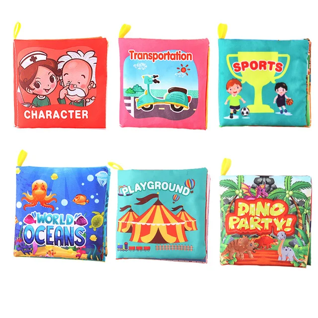 6Pcs Baby Cloth Book Intelligence Develop Soft Learning Cognize Reading Books Early Educational Toys Quiet Readings 0-12 Months NO3030 6Pcs
