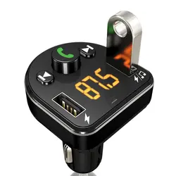 Transmisor FM manos libres compatible con Bluetooth, Kit de reproductor de MP3 LCD, USB Dual, AUX, cargador de teléfono para coche para IPhone, envío directo
