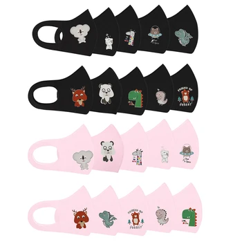 

10Pcs/Bag Pink Black Space Fiber Masks Children's Breathable Masks Breathable Dustproof Kids Cartoon Mouth Masks Face Cover