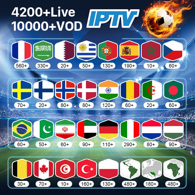 

IPTV France Belgium Dutch Portugal Spain Sweden Norway Denmark Italy German Code IUDTVPRO Subscription for MAG/M3U/Android IP TV