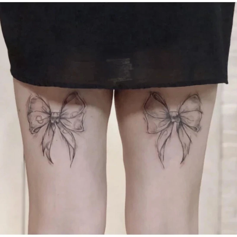 Dark Bow Faux Tatouage Stickers Temporary Women Sexy Transferable Tattoo Body Art Waterproof Long Lasting Thigh Tattoo tattoo sticker temporary tattoos