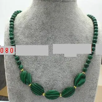 

New 6mm Round 13x18mm Oval Green Malachite Gemstone Beads Necklace 18'' AAA