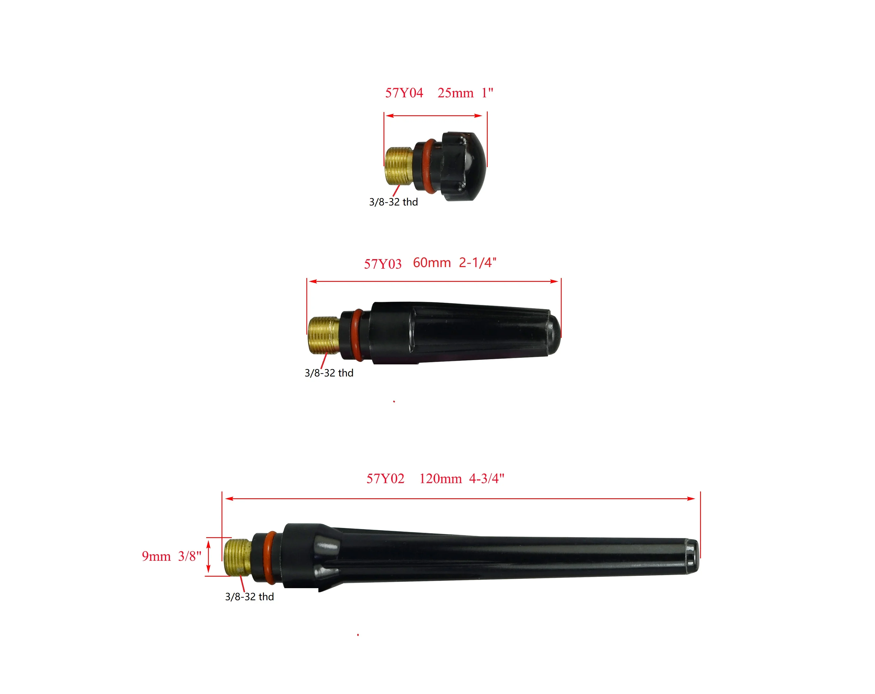 thumbnail image 2 of RIVERWELD TIG Stubby Collet Body Assorted 17CB20 WP 17 18 26 Welding 2 of 11