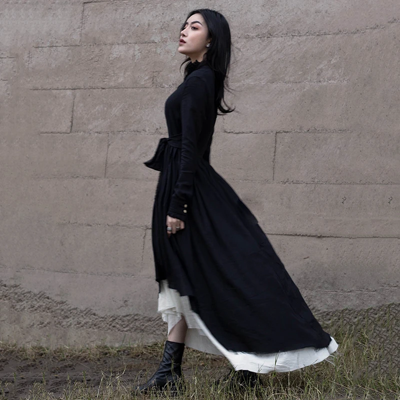 New Fashion Style Black Loose Hem Irregular Pleated Bandage Two Piece Dress Fashion Nova Clothing