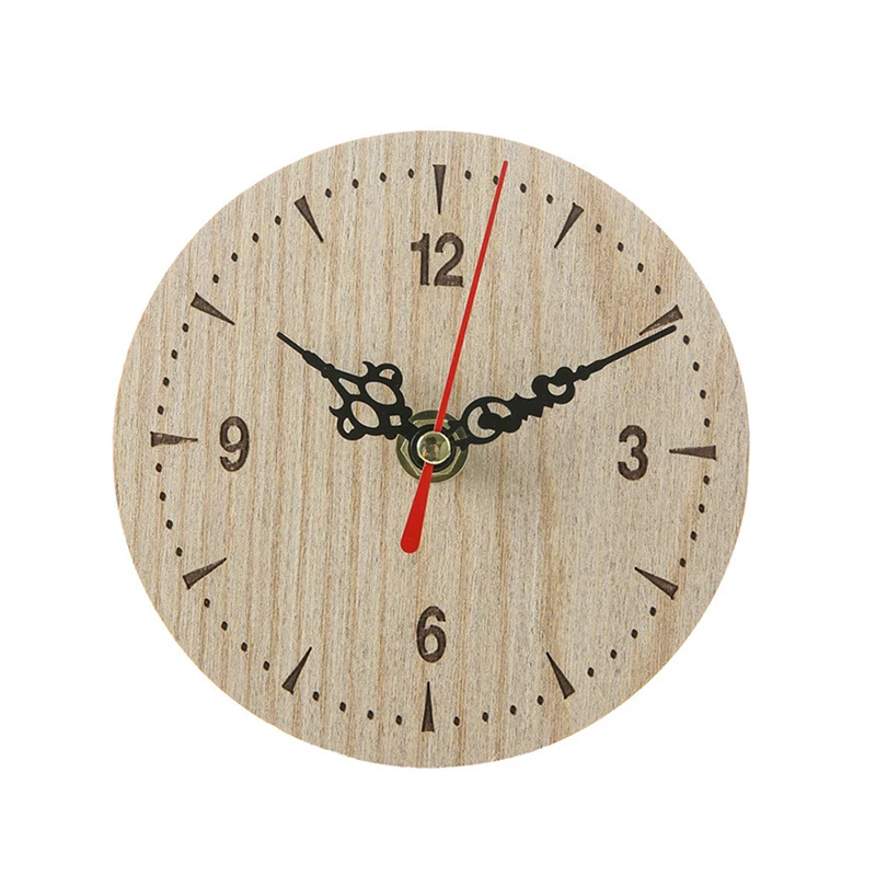 Retro Vintage Style Wooden Round Small Wall Clock Quiet Numerals Quartz Home wall clock