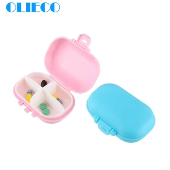 

Portable Blue Pink Travel Pill Box Cute Medicine Case with 4 Interlayer Medical 4 Day Drug Splitter Health Care capsule Tablet