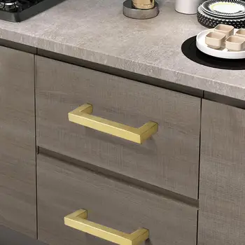 Probrico Cabinet Handles and knobs Golden Kitchen Handles Long Wardrobe Cupboard Furniture Pulls Brass Locker Drawer Knobs Gold