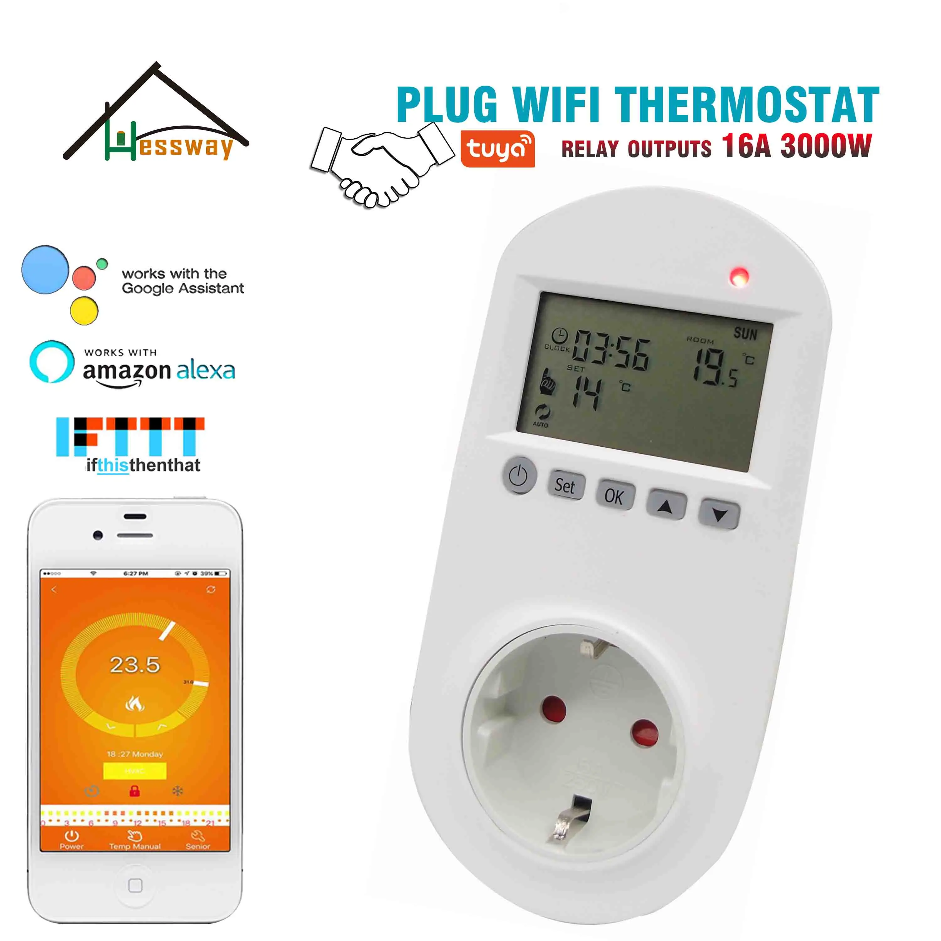 Розетка HESSWAY TUYA с Wi Fi 16 А для электрического нагрева|Запчасти