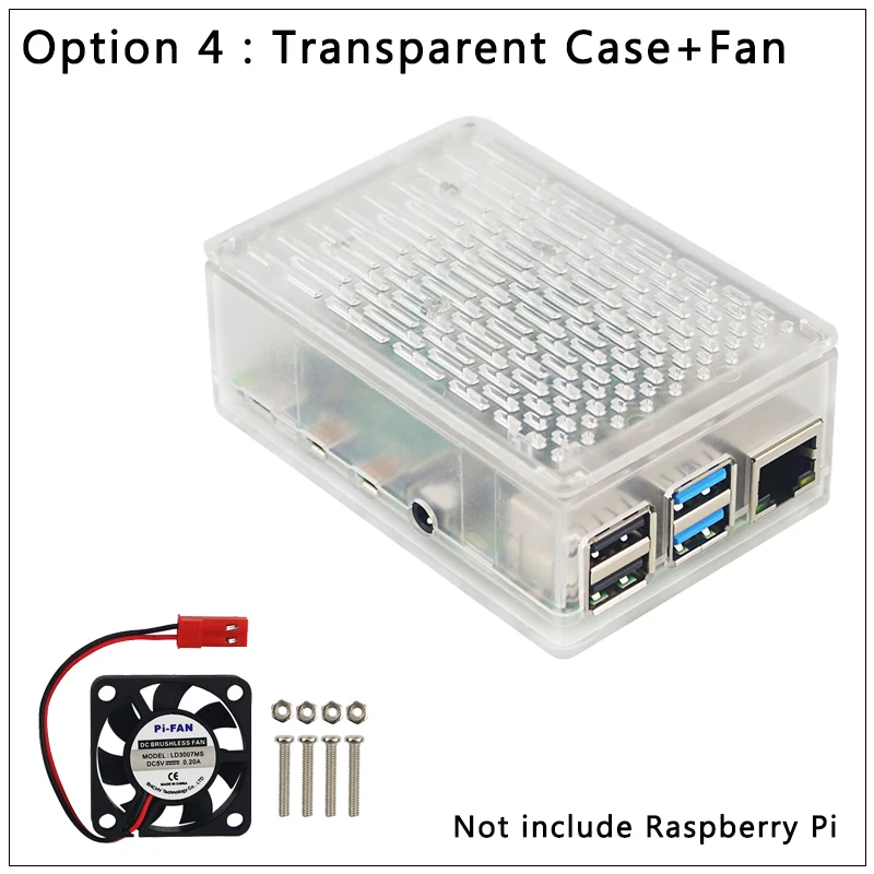Raspberry Pi 4 Модель B ABS чехол, черный прозрачный корпус, пластиковая прекетная коробка, поддержка 3,5 дюймового ЖК-экрана или вентилятора для RPI 4 - Цвет: Option 4