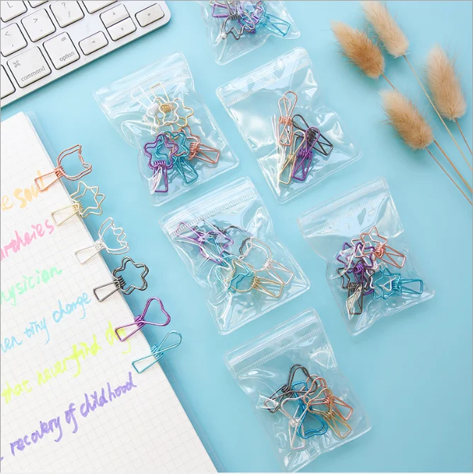 

clips binder paper clips paperclips pink iron cute kawaii school stationery office supplies girl mini decoration Hollowing out