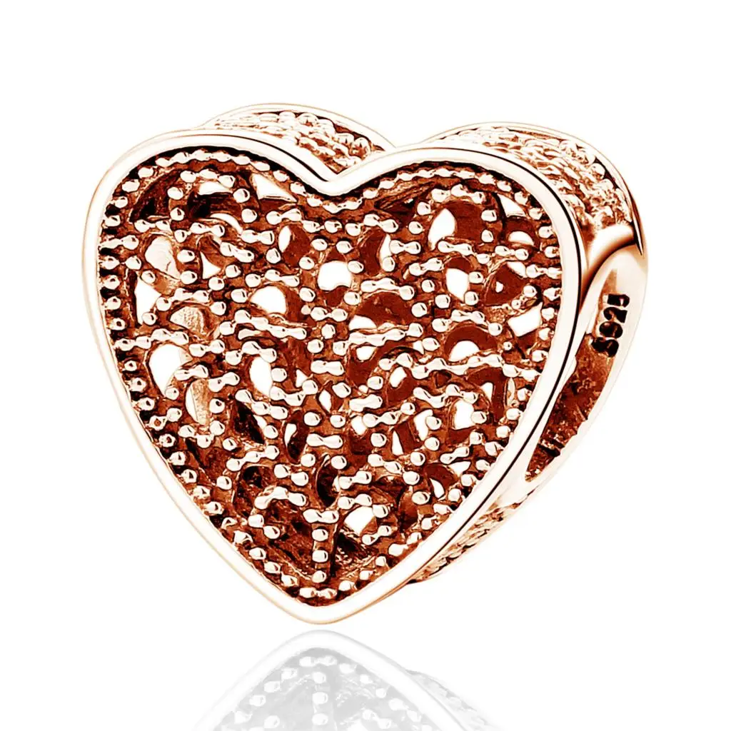 Authentic 925 Sterling Silver Beads Charm Crystal charm Rose Gold Clear CZ Fit Original Pandora Bracelet Women Diy Jewelry - Цвет: YW20673-Rose