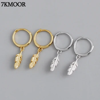 

7KMOOR Hot Fashion INS Feather Small Stud Earrings for Women Minimalism Genuine 925 Sterling Silver Birthday Party Jewelry Gift