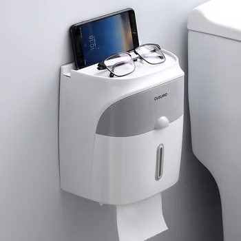 

Bathroom Organizer Toilet Paper Holder Wall Mounted Toilet Paper Holder With Shelf Plastic Tissue Box Roll Paper Towel Holder