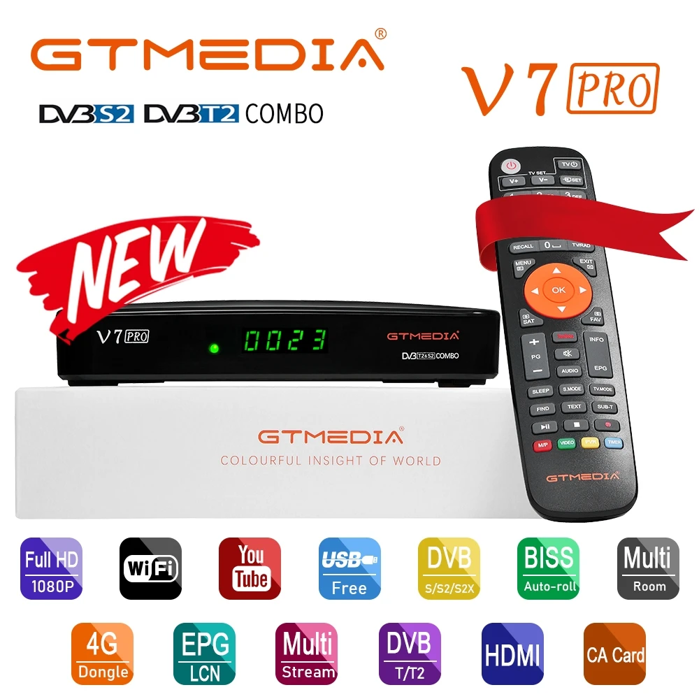 Спутниковый ТВ приемник GTMEDIA V7 Pro декодер для телевизора DVB S2/T2 карта CA VCM/ACM/multi stream
