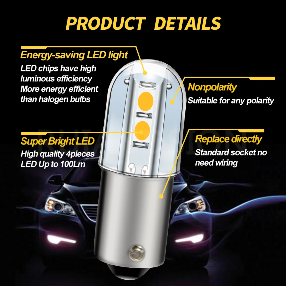 RUIANDSION-T4W BA9S 120V LED E10 , 100lm,   ǥ  ü , 3030SMD 6000K,  ȭƮ, 4 