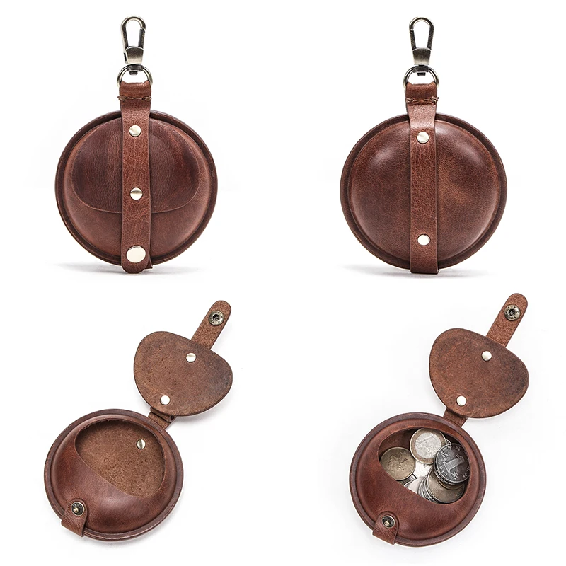 Goedkoop Contact s 100% Crazy Horse Lederen Mannen Portefeuilles Kleine Geld Zakken Mini Portemonnee Pocket Vintage Mannelijke Portfolio Voor Oortelefoon